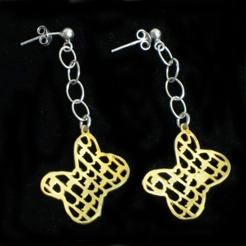 Imagen pendientes plata pesion/colgar diseño mariposa